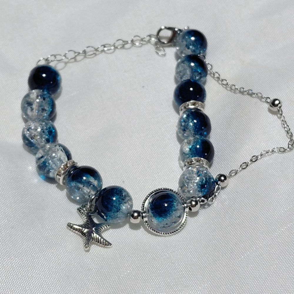 Women's Unbranded Bracelet One Size Blue Silver Beaded Starfish Charm